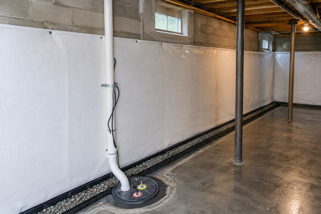 Jeff installing the waterproofing and drainage at Cornhill